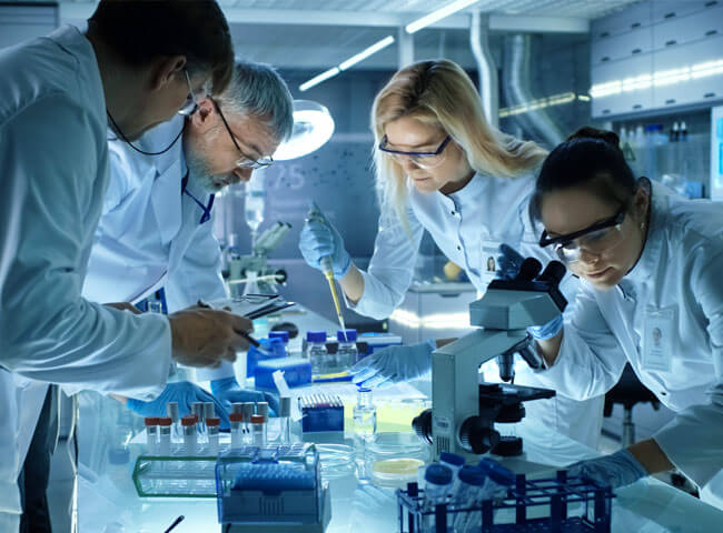 Bioscientists working